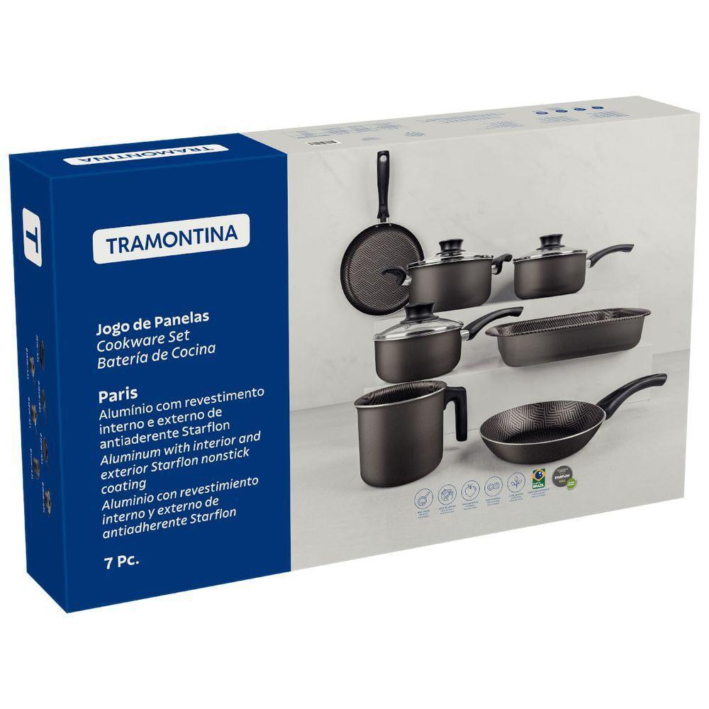 Jogo De Panelas Tramontina Paris 7 Peças Cinza Em Alumínio Antiaderente Starflon Max - 5