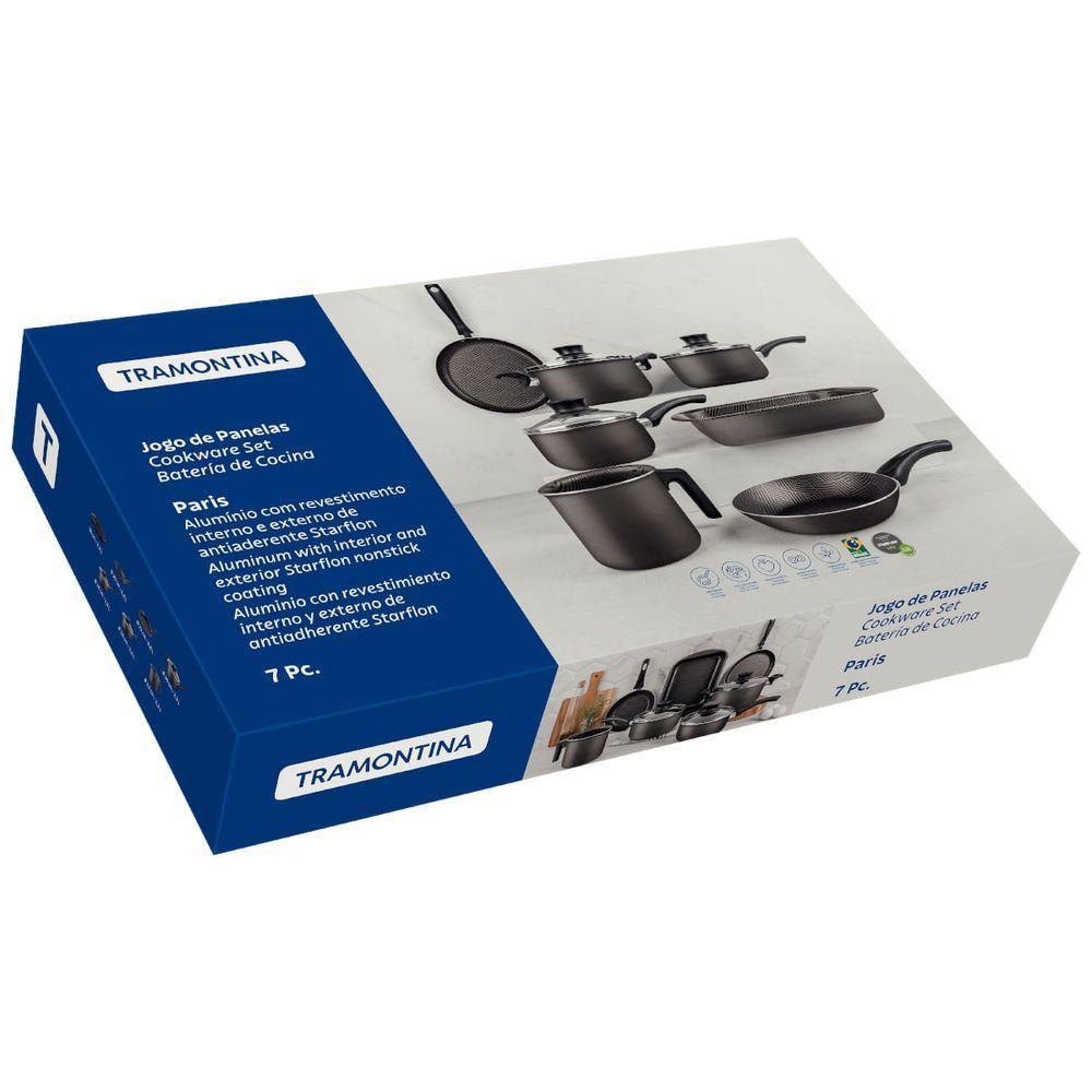 Jogo De Panelas Tramontina Paris 7 Peças Cinza Em Alumínio Antiaderente Starflon Max - 7