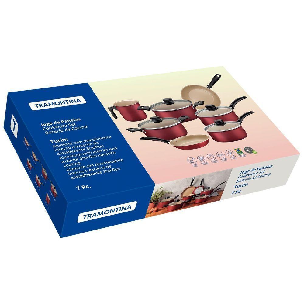 Jogo De Panelas Tramontina Turim 7 Peças Alumínio Antiaderente Starflon Max Vermelho - 6