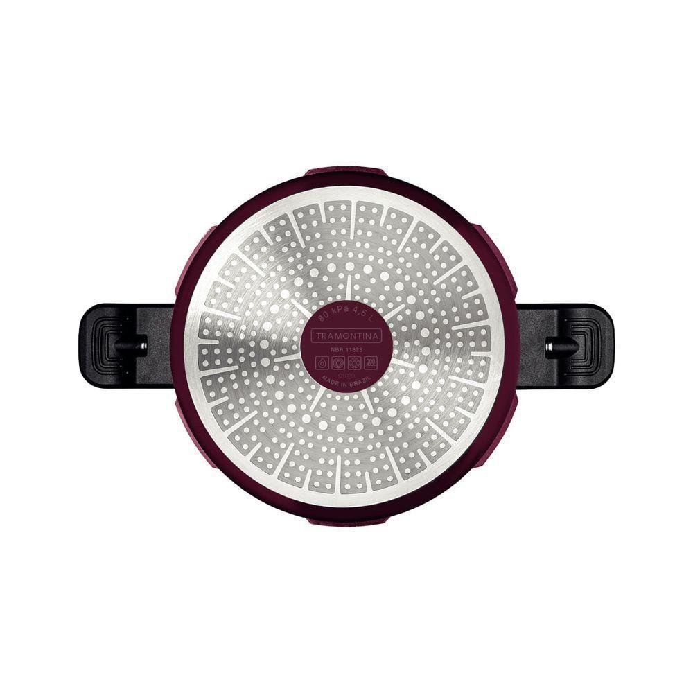 Panela De Pressão Tramontina Torino 4,5 Litros 20 Cm Vermelho Em Alumínio Com Revestimento Cerâmico Fundo De Indução - 10