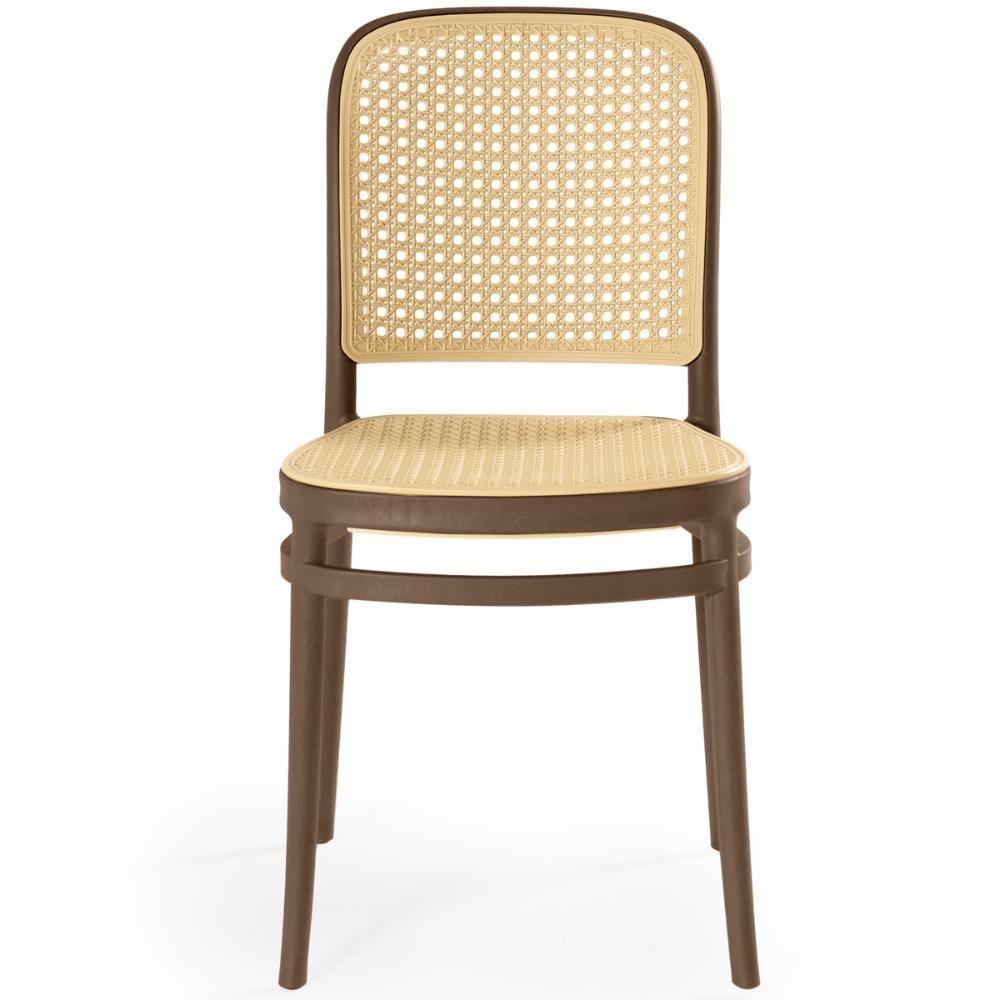 Conjunto Mesa De Jantar Retangular Eiffel Preta 120x80cm Com 4 Cadeiras Roma - Marrom - 8