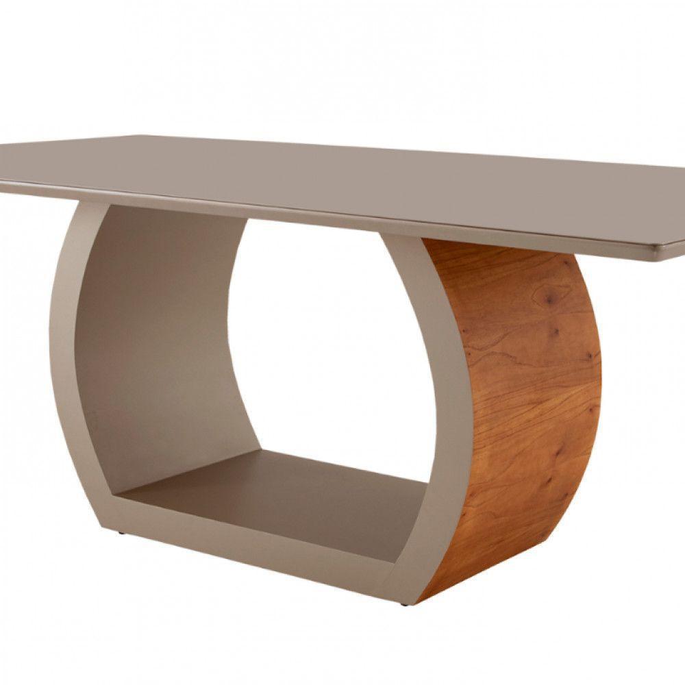 Mesa Para Sala De Jantar Ellis 180cm Moderna Mobília Cinamomo Com Champanhe-champanhe - 2