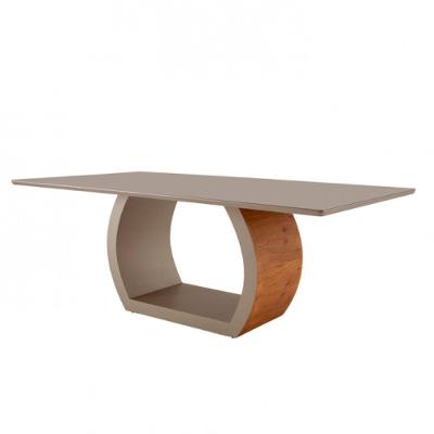 Mesa para Sala de Jantar Ellis Retangular Vidro 180cm Amadeirado com Base MDF