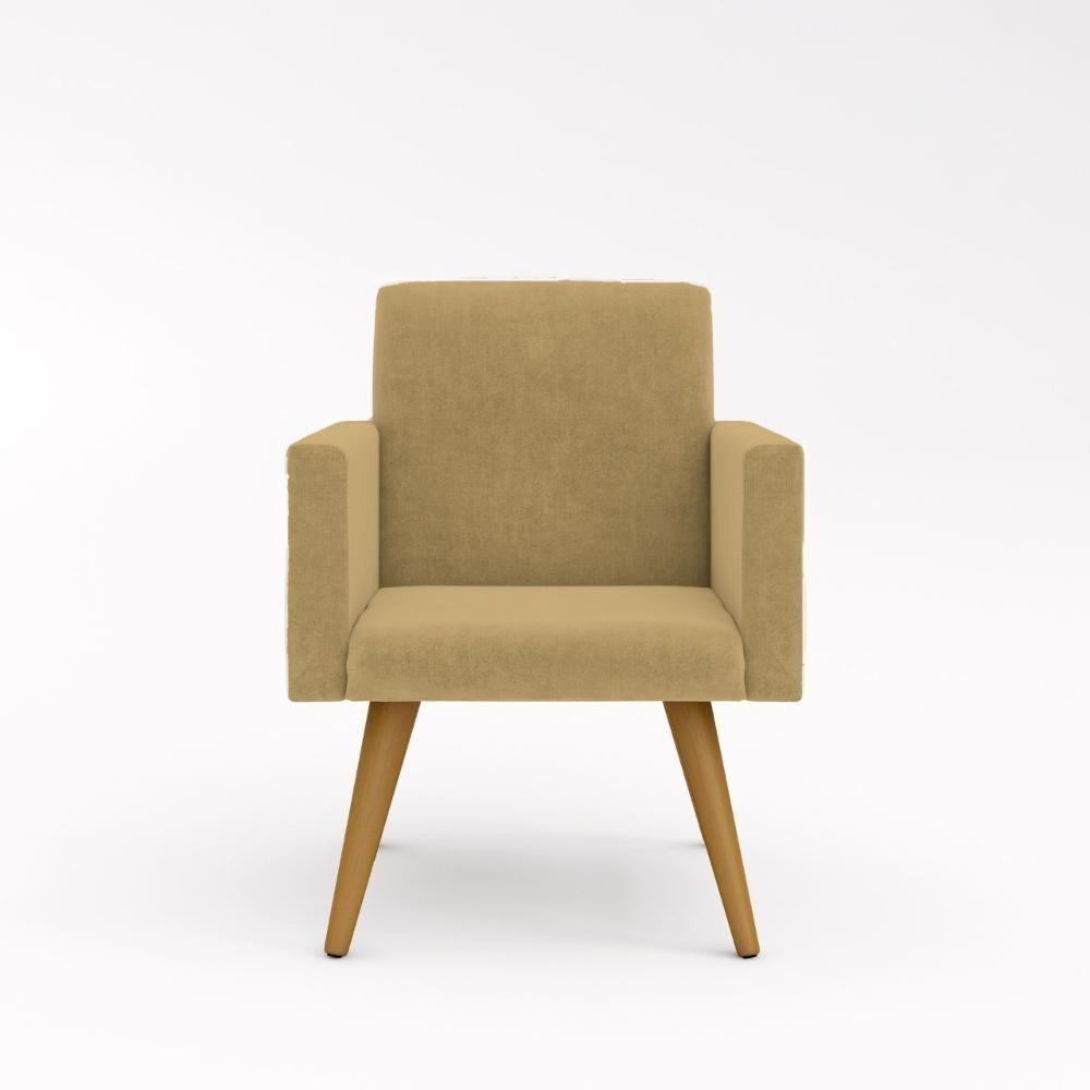 Jogo 02 Poltronas Decorativas + Puff Redondo Cor: Capuccino - 4