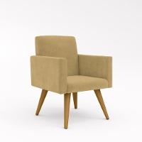 Jogo 02 Poltronas Decorativas + Puff Redondo Cor: Capuccino - 5