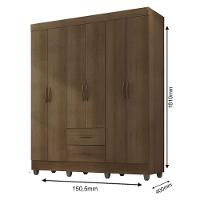 Guarda Roupa Casal 6 Portas E Cômoda 4 Gavetas 01 Porta Lite Carvalho Oak - Móveis Leão