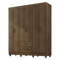 Guarda Roupa Casal 6 Portas E Cômoda 4 Gavetas 01 Porta Lite Carvalho Oak - Móveis Leão - 6