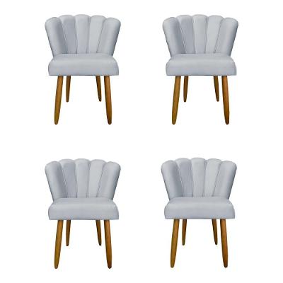Kit 4 Cadeiras Para Mesa De Jantar Flor - Balaqui Decor Cor: Cinza