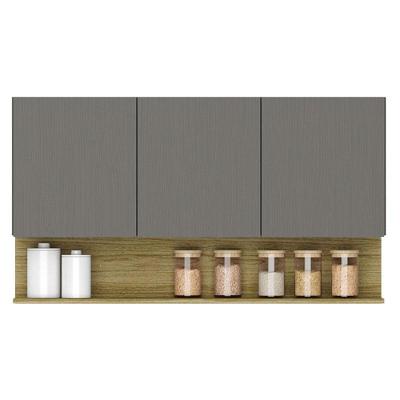 Armário Aéreo Line 3 Portas 120 Cm Gris Freijó - Kits Paraná