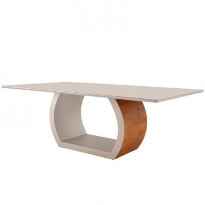Mesa para Sala de Jantar Ellis Retangular Vidro 220cm Off White