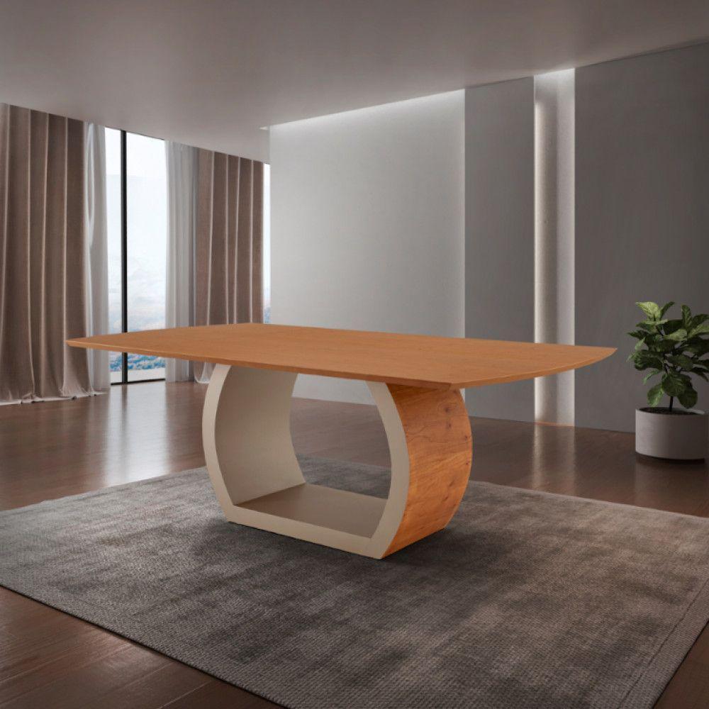 Mesa Para Sala De Jantar Ellis 180cm Madeira Moderna Mobília Cinamomo Com Champanhe-cinamomo Imbuia - 1