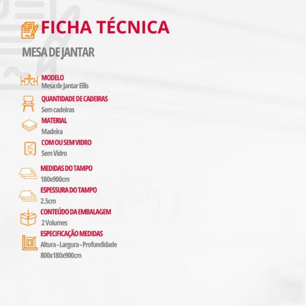 Mesa Para Sala De Jantar Ellis 180cm Madeira Moderna Mobília Cinamomo Com Champanhe-cinamomo Imbuia - 6