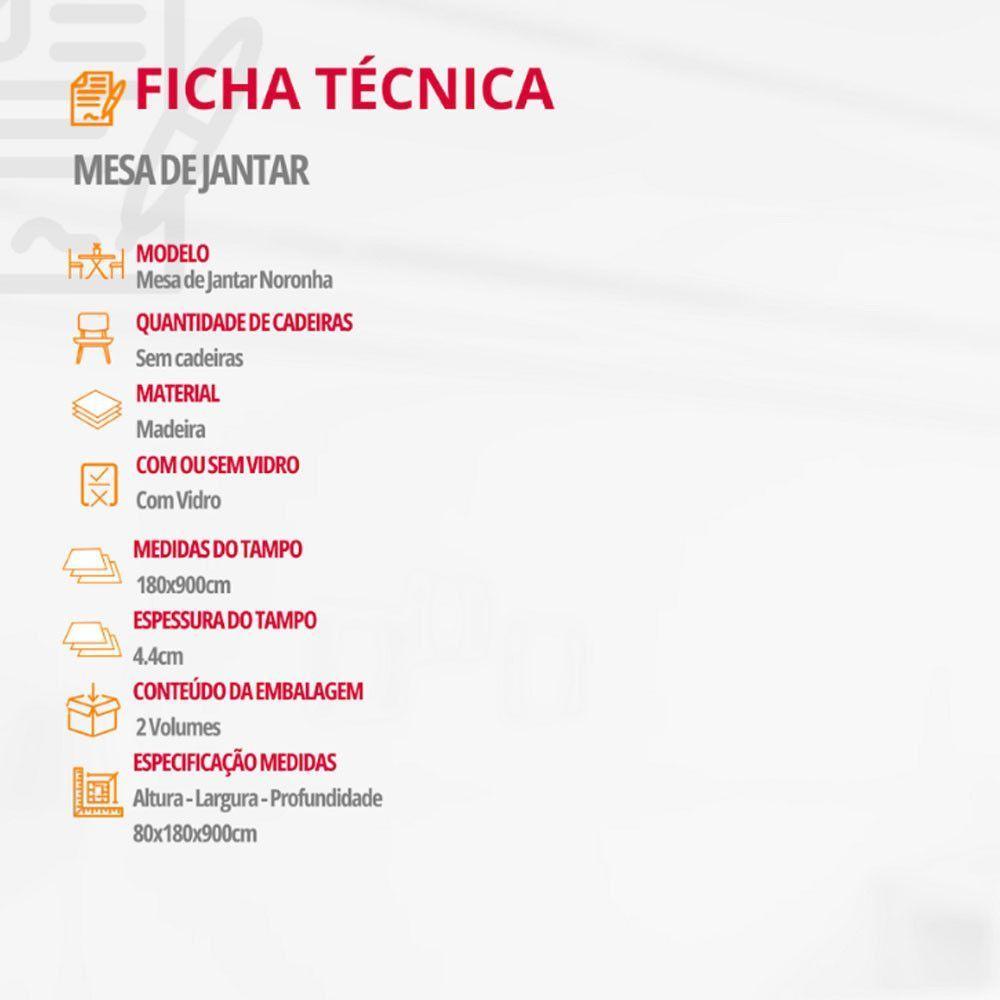 Mesa Para Sala De Jantar Noronha 180cm Madeira Com Vidro Mod Cinamomo Imbuia-off White - 2