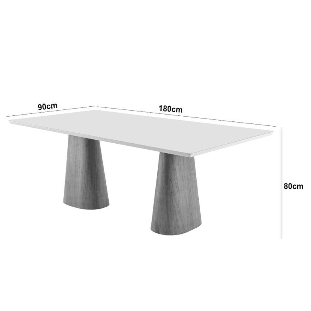 Mesa Para Sala De Jantar Noronha 180cm Madeira Com Vidro Mod Cinamomo Imbuia-off White - 3
