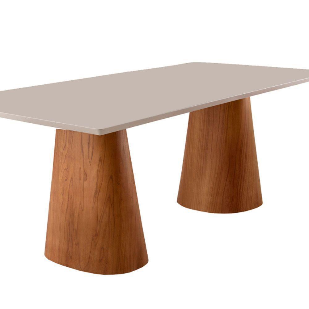 Mesa Para Sala De Jantar Noronha 180cm Madeira Com Vidro Mod Cinamomo Imbuia-off White - 8