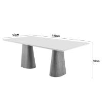 Mesa Para Sala De Jantar Noronha 180cm Madeira Com Vidro Mod Cinamomo Imbuia-off White - 3