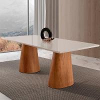 Mesa Para Sala De Jantar Noronha 180cm Madeira Com Vidro Mod Cinamomo Imbuia-off White