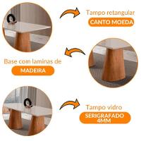 Mesa Para Sala De Jantar Noronha 180cm Madeira Com Vidro Mod Cinamomo Imbuia-off White - 7