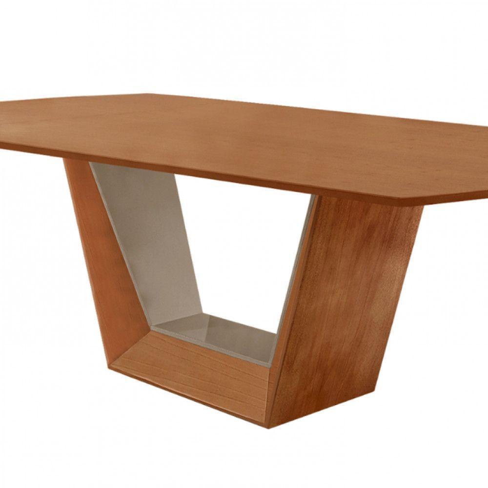 Mesa Para Sala De Jantar Rubi 220cm Moderna Mobília Cinamomo Com Champanhe-cinamomo Imbuia - 2