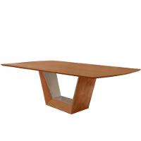 Mesa Para Sala De Jantar Rubi 220cm Moderna Mobília Cinamomo Com Champanhe-cinamomo Imbuia - 1