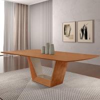 Mesa Para Sala De Jantar Rubi 220cm Moderna Mobília Cinamomo Com Champanhe-cinamomo Imbuia - 6