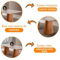 Mesa Para Sala De Jantar Noronha 220cm Madeira Com Vidro Mod Cinamomo Imbuia-off White