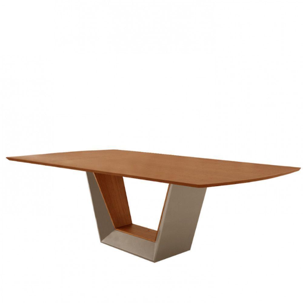 Mesa Para Sala De Jantar Rubi 220cm Moderna Mobília Champanhe Com Off White-cinamomo Imbuia - 1