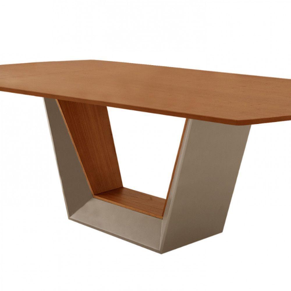 Mesa Para Sala De Jantar Rubi 220cm Moderna Mobília Champanhe Com Off White-cinamomo Imbuia - 2