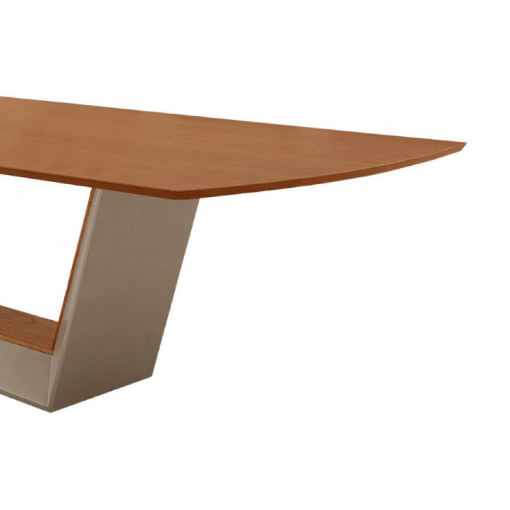 Mesa Para Sala De Jantar Rubi 220cm Moderna Mobília Champanhe Com Off White-cinamomo Imbuia - 4