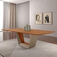 Mesa Para Sala De Jantar Rubi 220cm Moderna Mobília Champanhe Com Off White-cinamomo Imbuia - 6