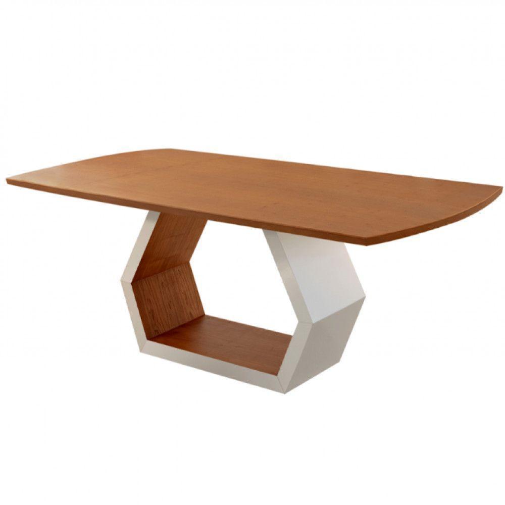 Mesa Para Sala De Jantar Ane Moderna Mobilia Off White Com Cinamomo-cinamomo Imbuia - 1