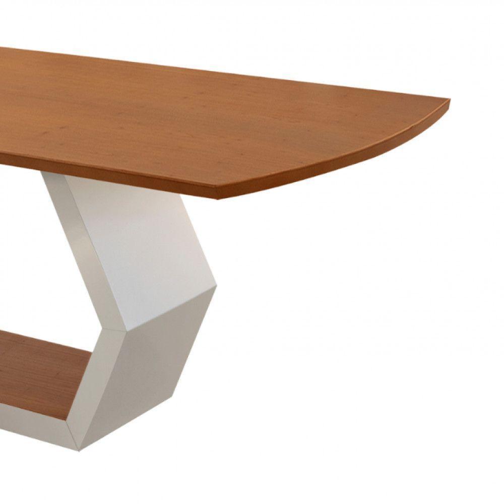 Mesa Para Sala De Jantar Ane Moderna Mobilia Off White Com Cinamomo-cinamomo Imbuia - 4
