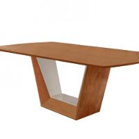 Mesa Para Sala De Jantar Rubi 180cm Moderna Mobília Cinamomo Com Off White-cinamomo Imbuia - 2