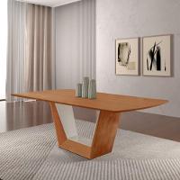 Mesa Para Sala De Jantar Rubi 180cm Moderna Mobília Cinamomo Com Off White-cinamomo Imbuia - 6