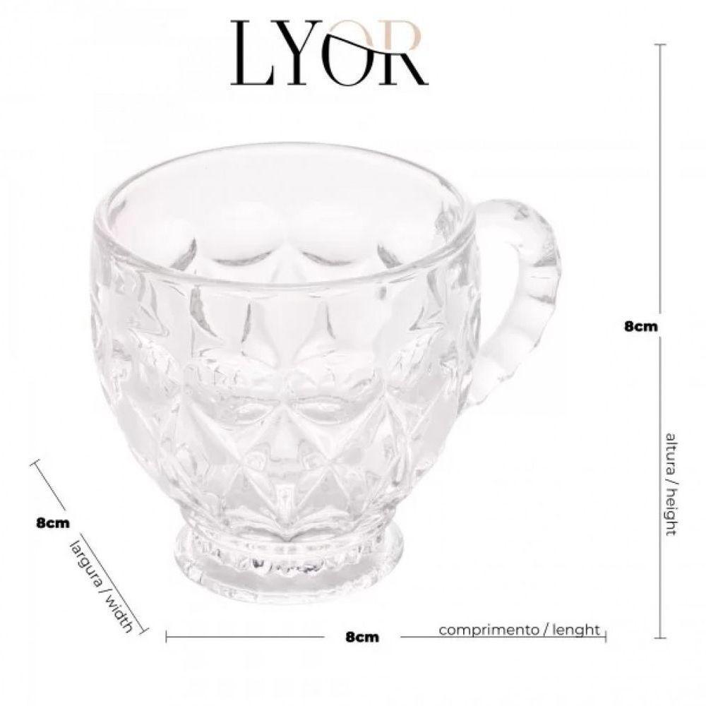 Jogo De 6 Xicaras De Cafe Capuccino Cristal Lile 200ml Lyor - 2