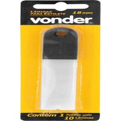 Lâmina Para Estilete Largo 18Mm Blister 10 Peças Vonder