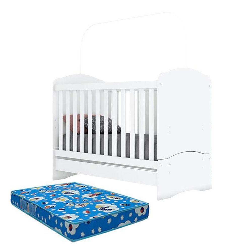 Berço Nacional Bala De Menta Branco Com Colchão Ortobom - Henn - 1