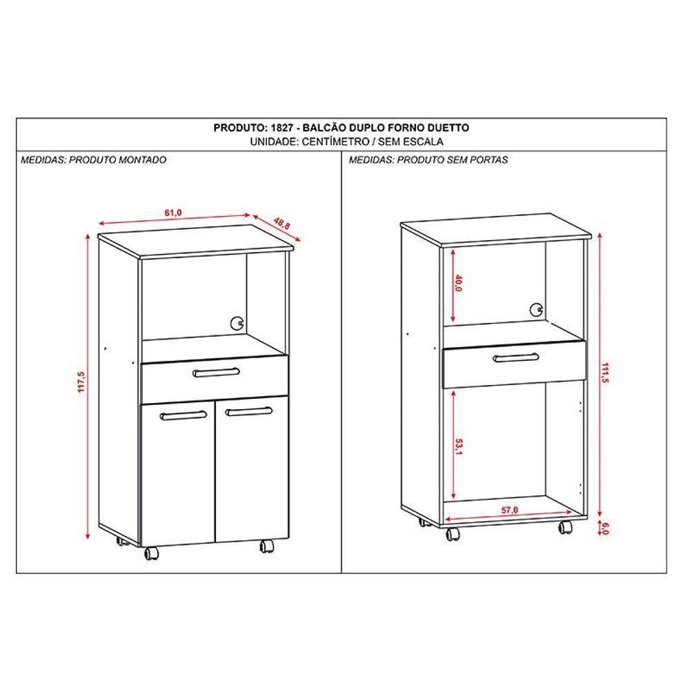 Balcão Multiuso Ambiente Duetto Duplo Forno Branco Supremo - Kits Paraná - 2