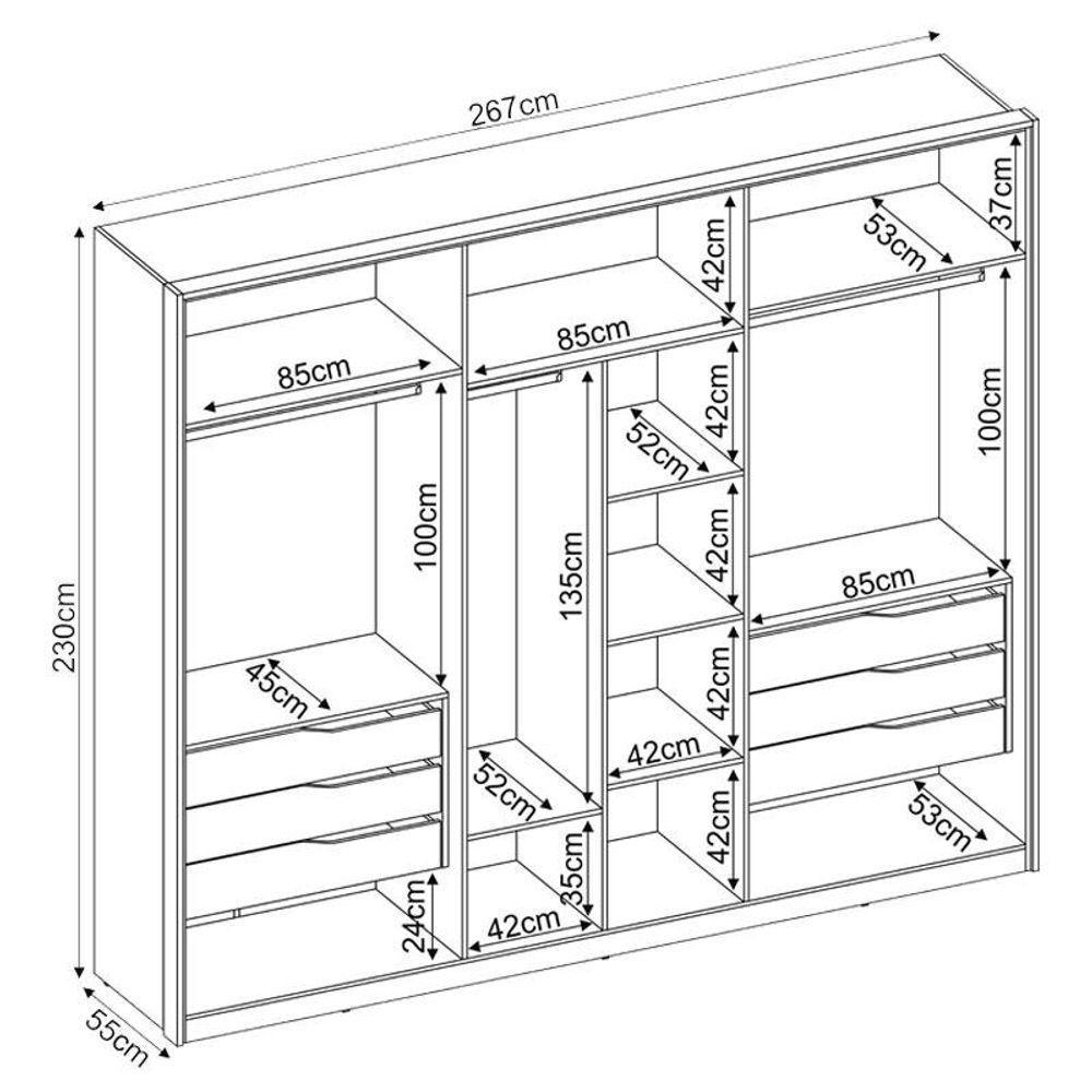 Guarda Roupa Casal Atrice 6 Portas Nogueira Touch Demóbile - Demartêz - 3