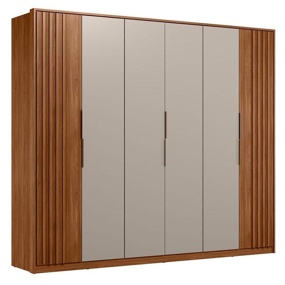 Guarda Roupa Casal Ripado Atrice 6 Portas Nogueira Nude Prime Tx Demóbile - Demartêz - 1