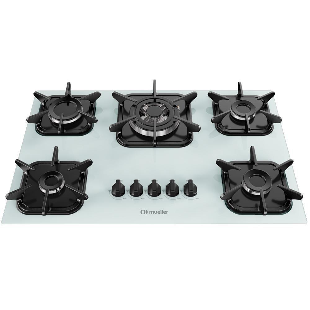 Cooktop Mueller 5 Bocas Branco Com Queimador Tripla Chama Bivolt - 1