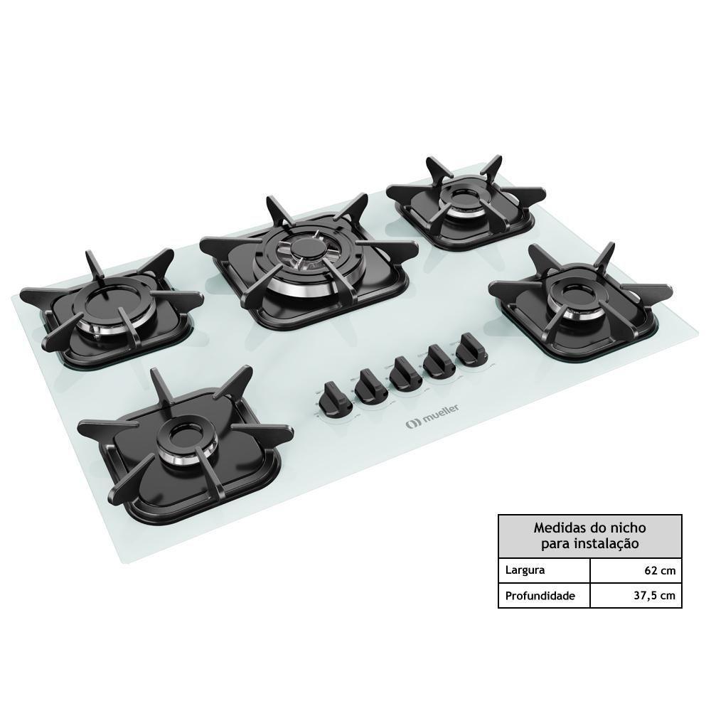 Cooktop Mueller 5 Bocas Branco Com Queimador Tripla Chama Bivolt - 3