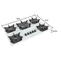 Cooktop Mueller 5 Bocas Branco Com Queimador Tripla Chama Bivolt - 6