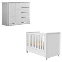 Berço Americano Tutto New E Cômoda Infantil Eloá Branco Acetinado - Phoenix Baby - 1