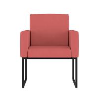 Cadeira Poltrona Moderna Com Base De Ferro Preto Reforçada Cor: Rosa - 1