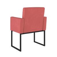 Cadeira Poltrona Moderna Com Base De Ferro Preto Reforçada Cor: Rosa - 3