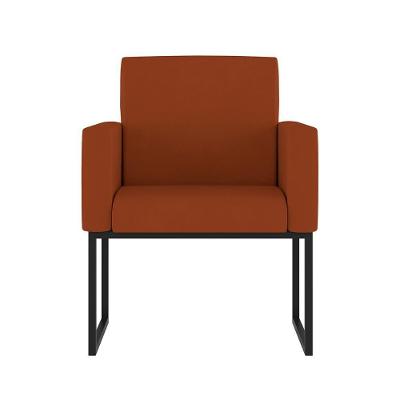 Cadeira Poltrona Moderna Com Base De Ferro Preto Reforçada Cor: Terracota