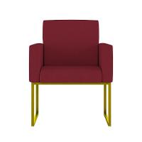 Cadeira Poltrona Moderna Com Base De Ferro Dourado Reforçada Cor: Marsala - 1