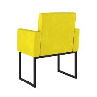 Cadeira Poltrona Moderna Com Base De Ferro Preto Reforçada Cor: Amarelo - 3