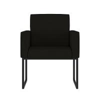 Cadeira Poltrona Com Base De Ferro Courino Preto Reforçada Cor:preto Preto - 1